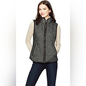 Haven Outerwear Lightweight Quilted Herringbone Vest Size L Black White